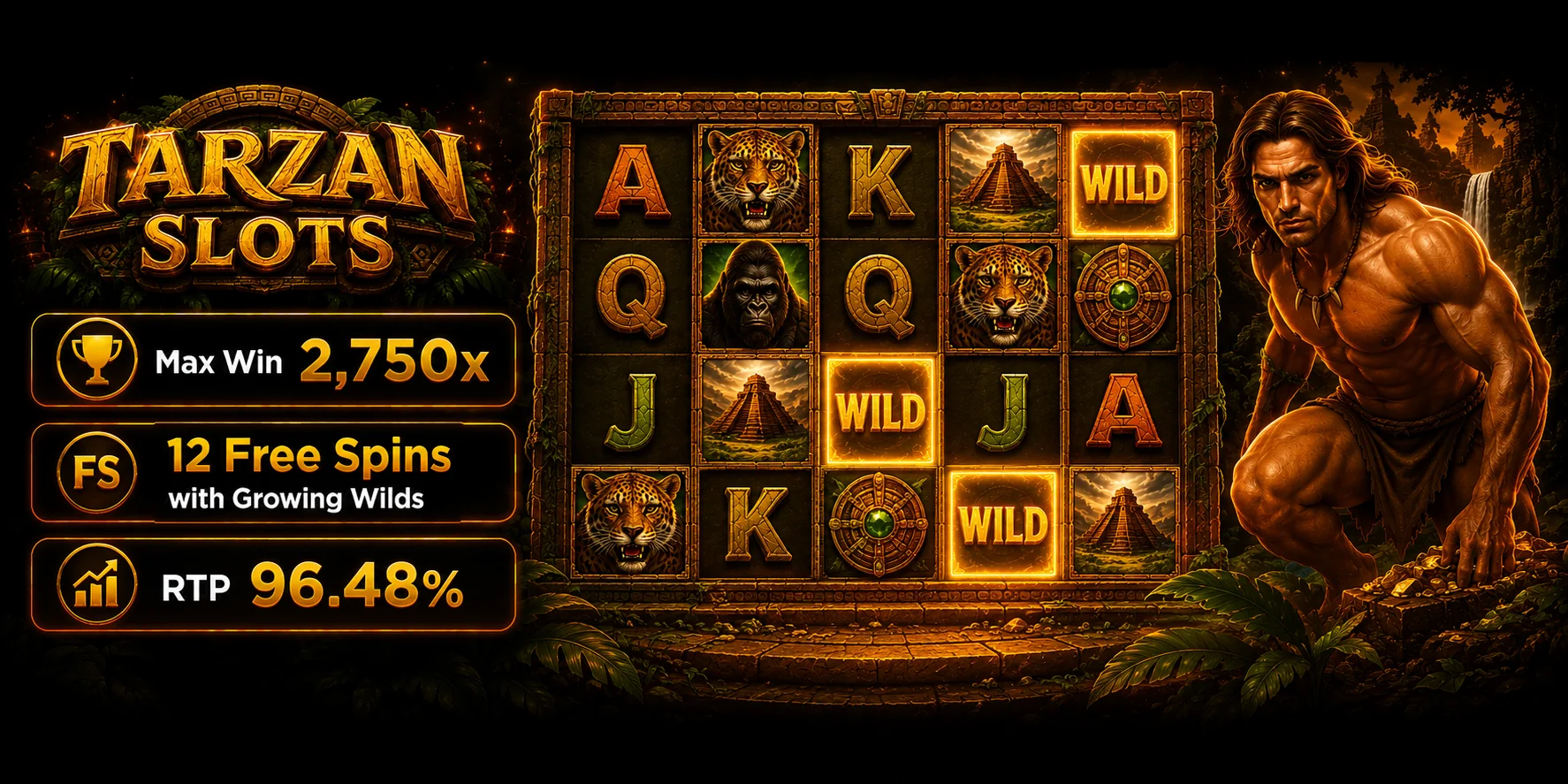 Tarzan Slots welcome package: A$4,000 and 250 free spins across four deposits