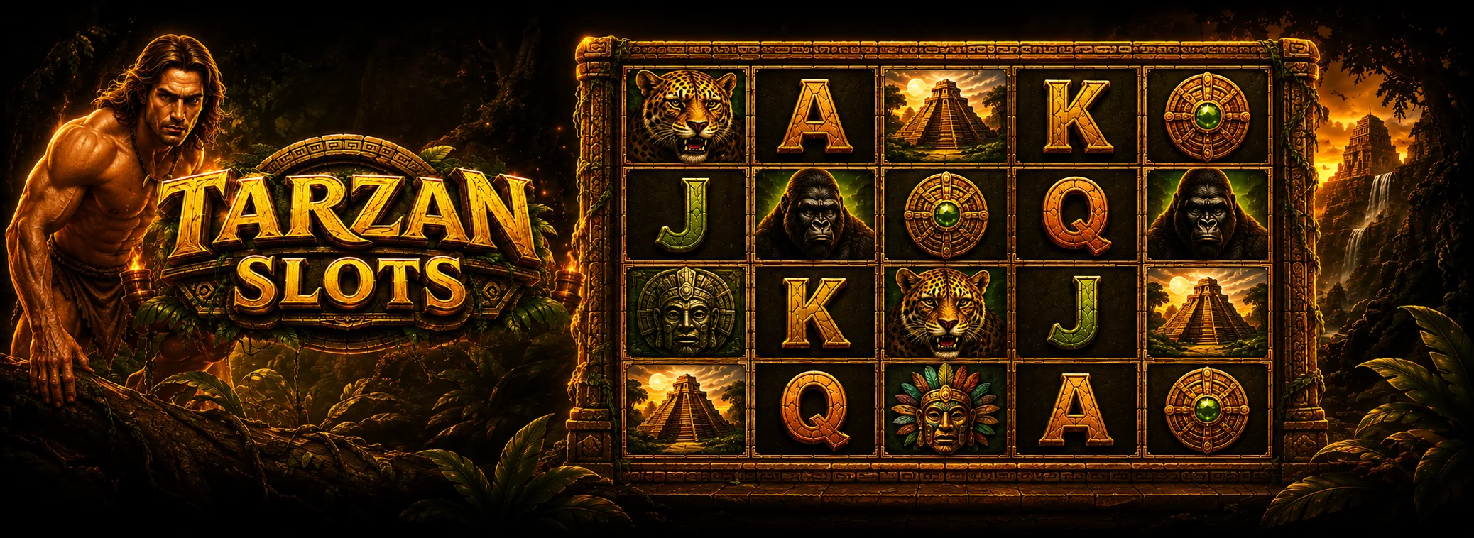 Tarzan pokie reels and the Bonus Wheel at Tarzan Slots